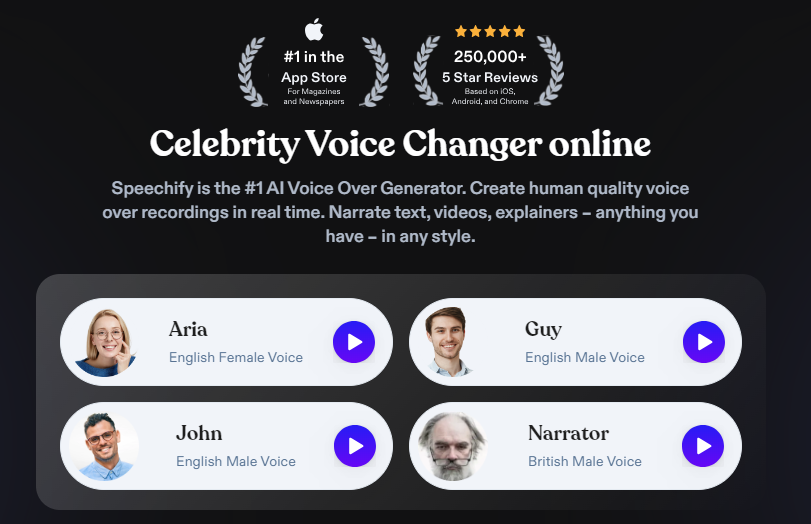 speechify celebrity ai voice changer