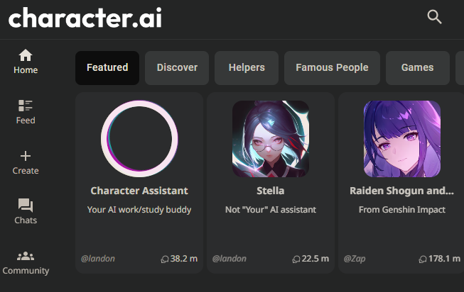 Beta character ai search