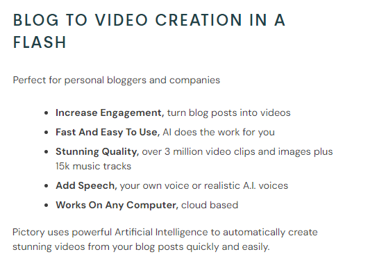 pictory ai blog post to video