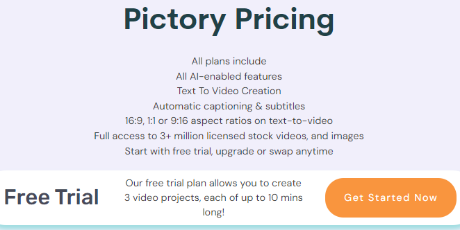 pictory ai pricing