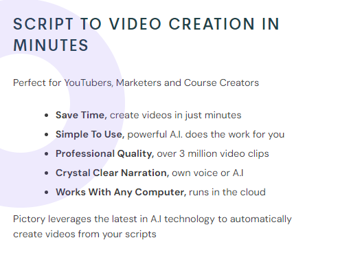 pictory ai script to video